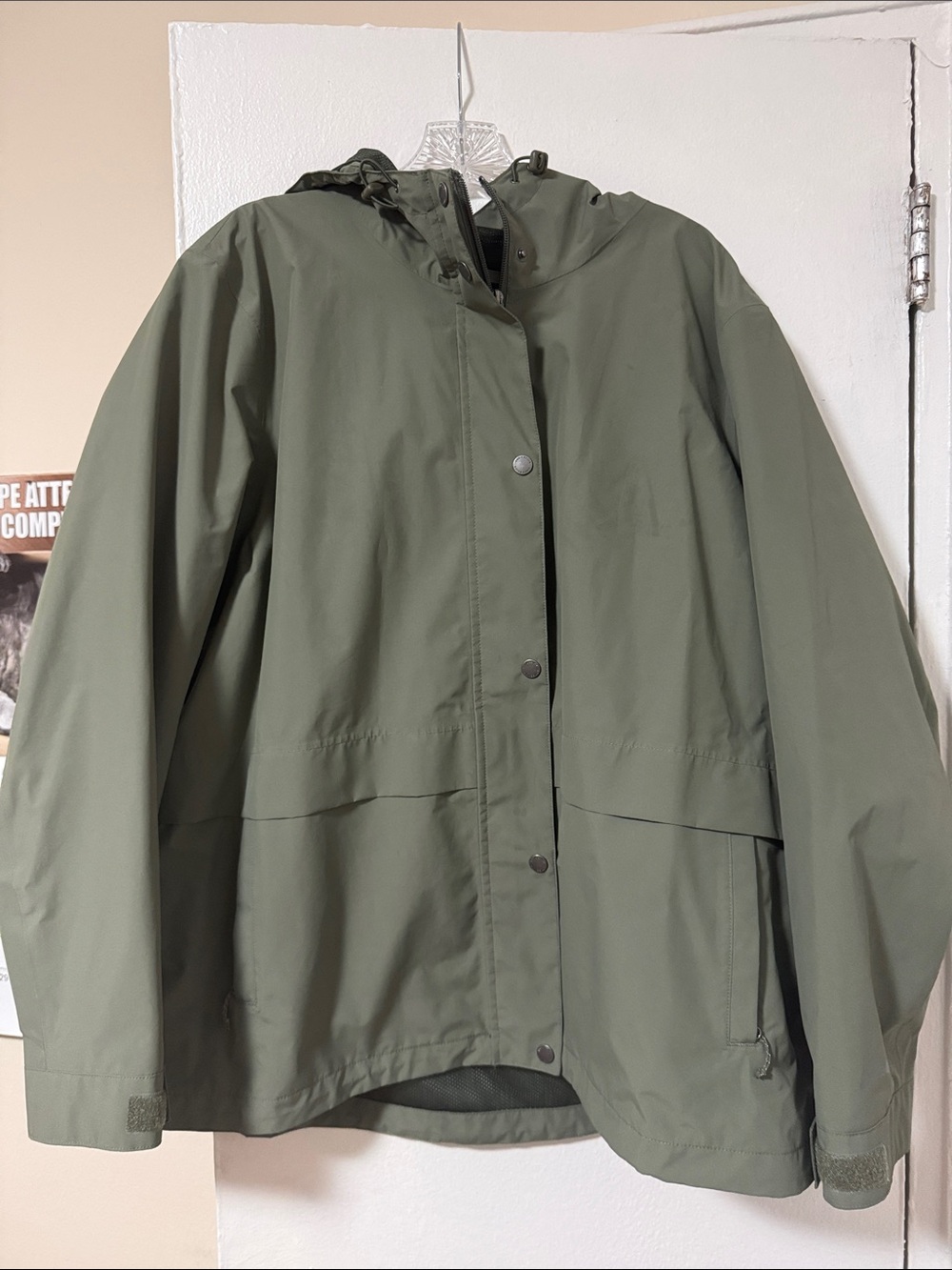 Eddie Bauer Olive Green Hooded Utility Jacket